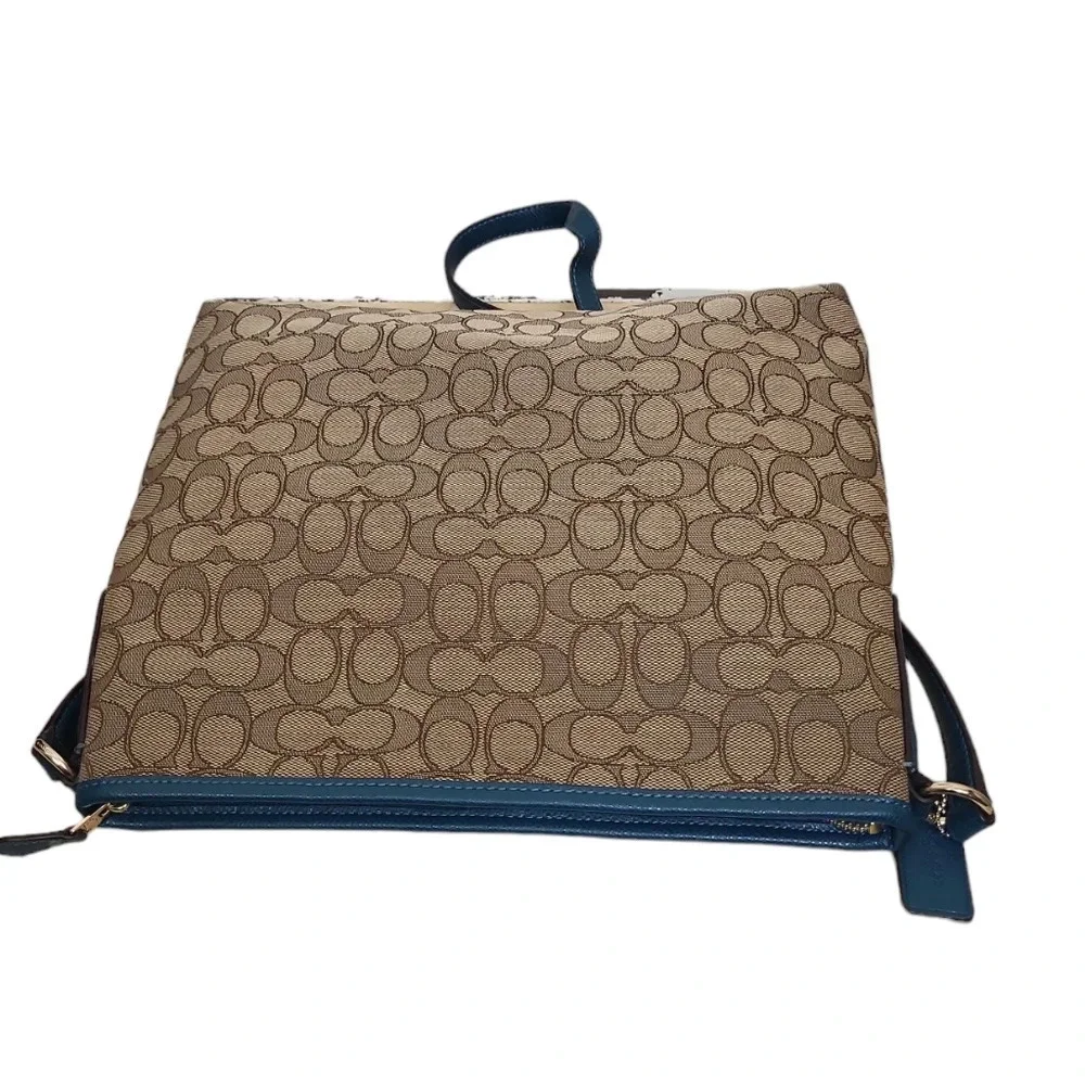 Coach Signature Jacquard File Crossbody Bag F58285 Khaki Canvas Adjustable Strap
